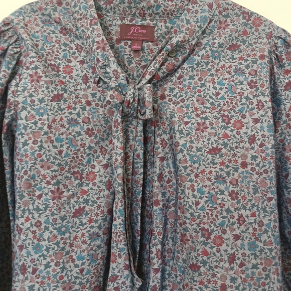 J.Crew Tie Neck Blue Floral Blouse in Liberty Print Colombo Chambray - Picture 6 of 9